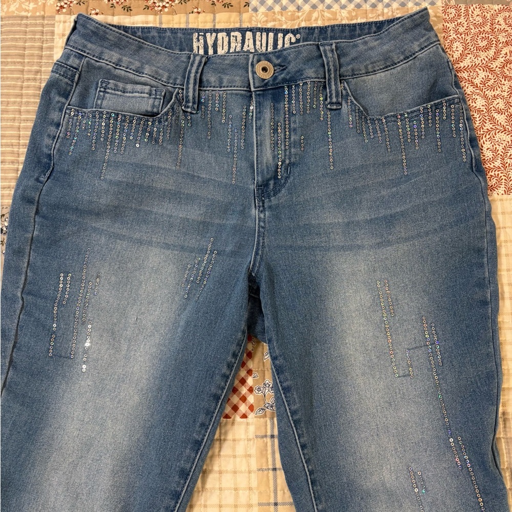 Hyfve Blue Rhinstone Denim Jeans